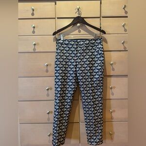 Trina Turk Blue, Gold Metallic Capri Skinny Pants Size 0
